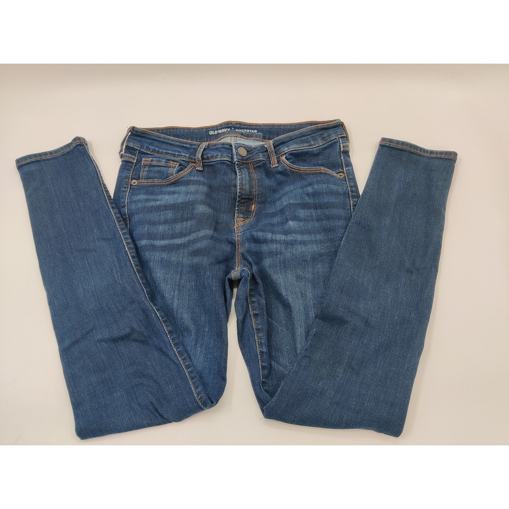 Old Navy Rockstar Mid-Rise Skinny Jeans Womens 8 Regular Dark Wash Blue
